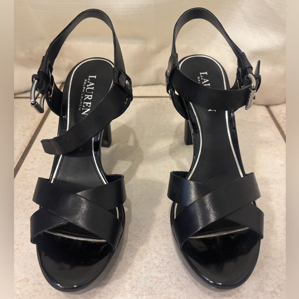 Lauren By Ralph Lauren Brand New Black Strappy Platform Sandals